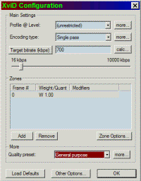 Xvid Configuration